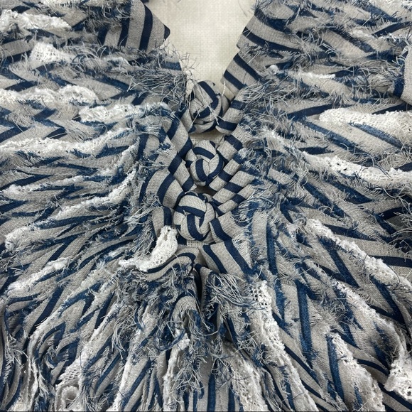 Anthropologie One September Striped Artsy Ruffle Fringe Tank Medium - Picture 6 of 10